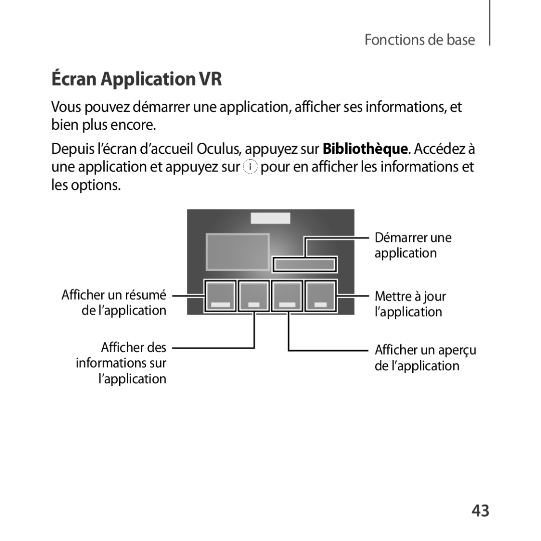 Samsung SM-R322NZWAXEF manual Écran Application VR 