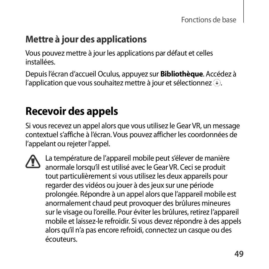 Samsung SM-R322NZWAXEF manual Recevoir des appels, Mettre à jour des applications 