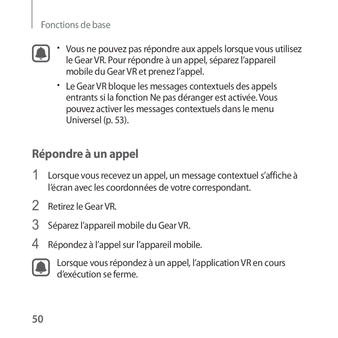 Samsung SM-R322NZWAXEF manual Répondre à un appel 