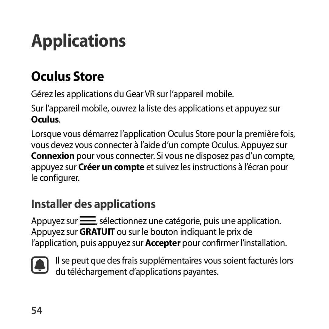 Samsung SM-R322NZWAXEF manual Applications, Oculus Store 