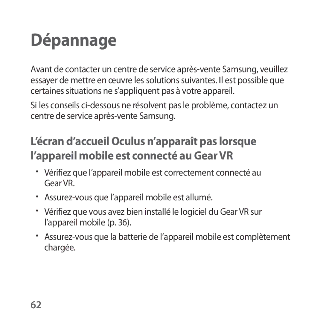 Samsung SM-R322NZWAXEF manual Dépannage 