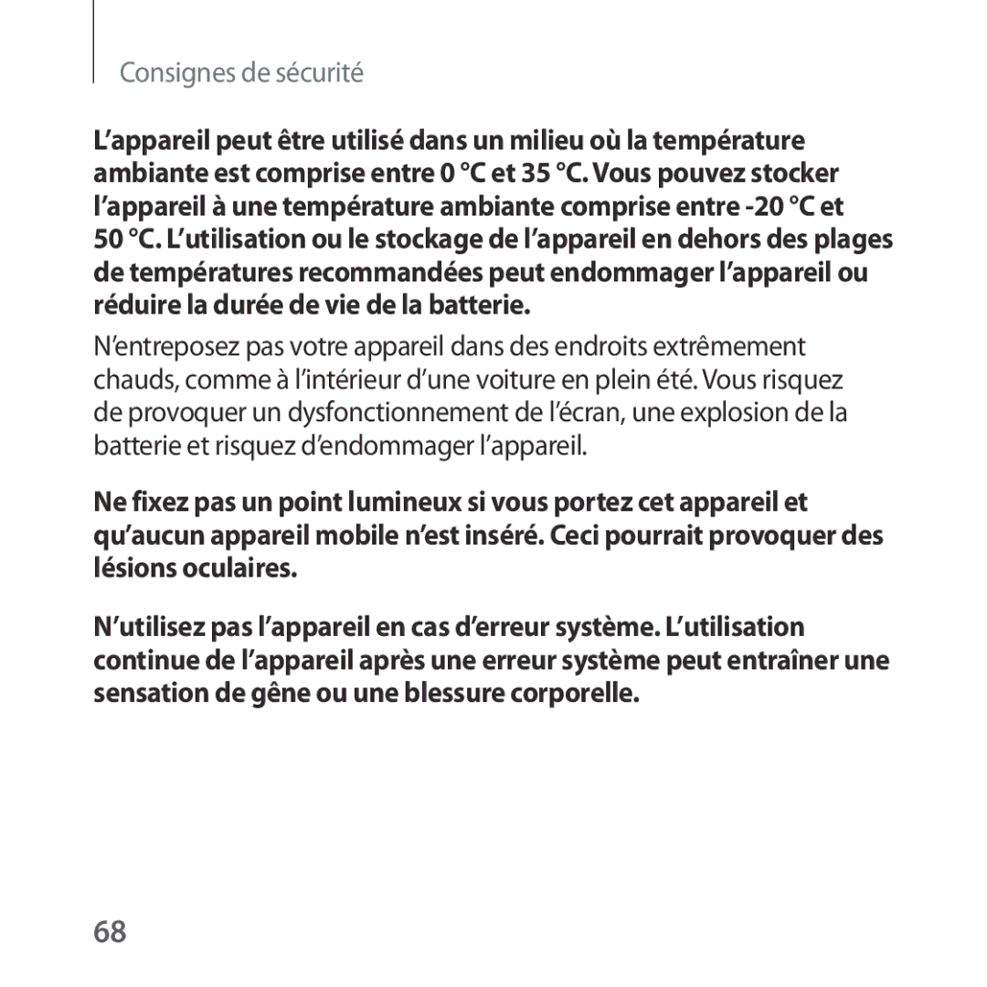 Samsung SM-R322NZWAXEF manual Consignes de sécurité 