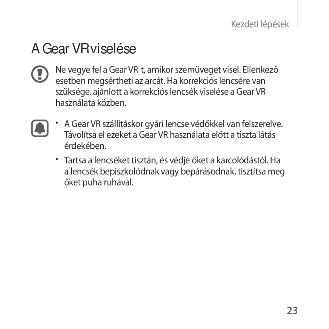 Samsung SM-R322NZWAXEH manual Gear VR viselése 