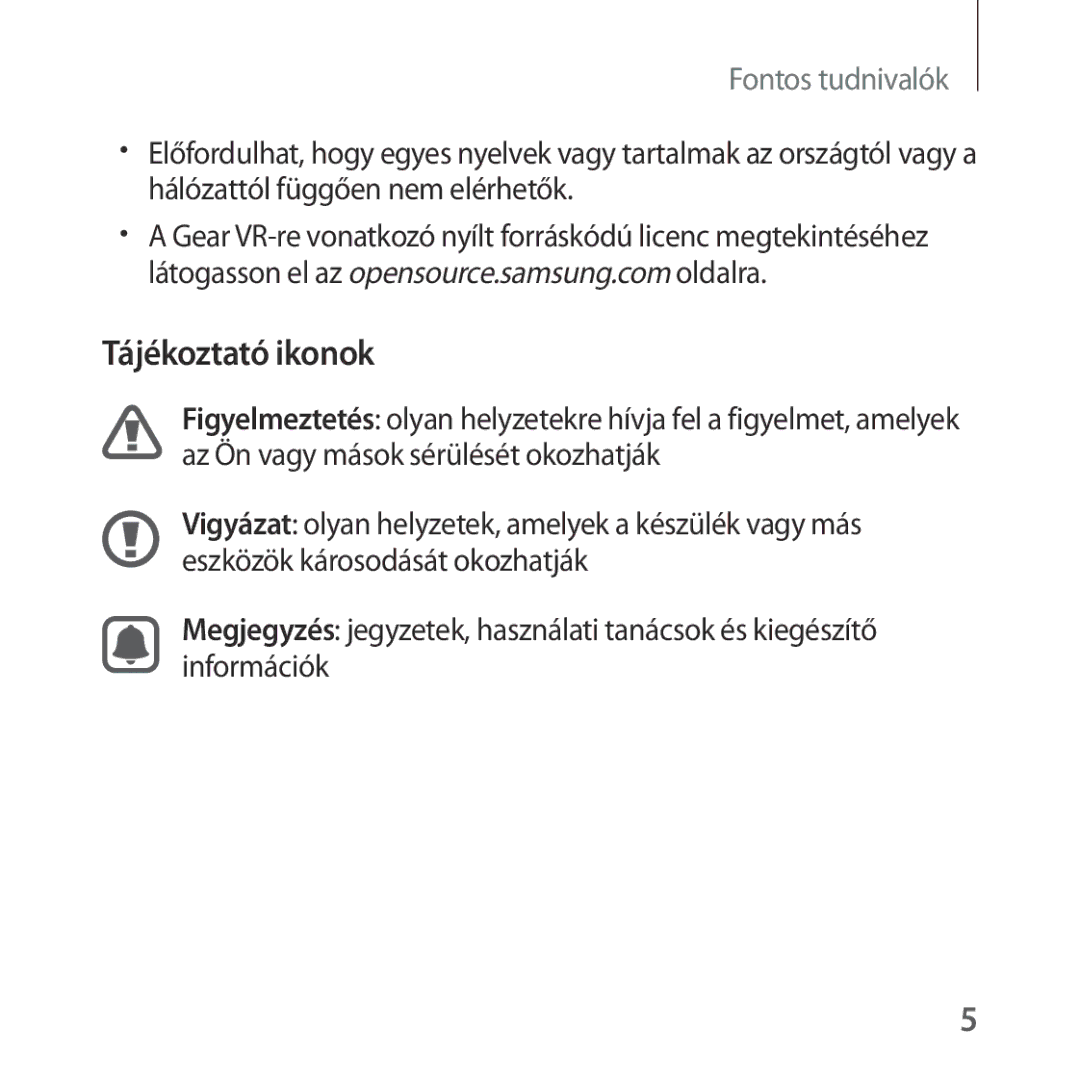 Samsung SM-R322NZWAXEH manual Tájékoztató ikonok 