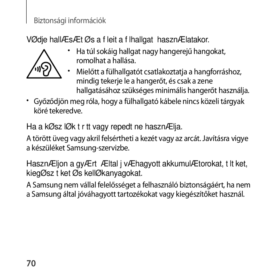 Samsung SM-R322NZWAXEH manual Védje hallását és a füleit a fülhallgató használatakor 