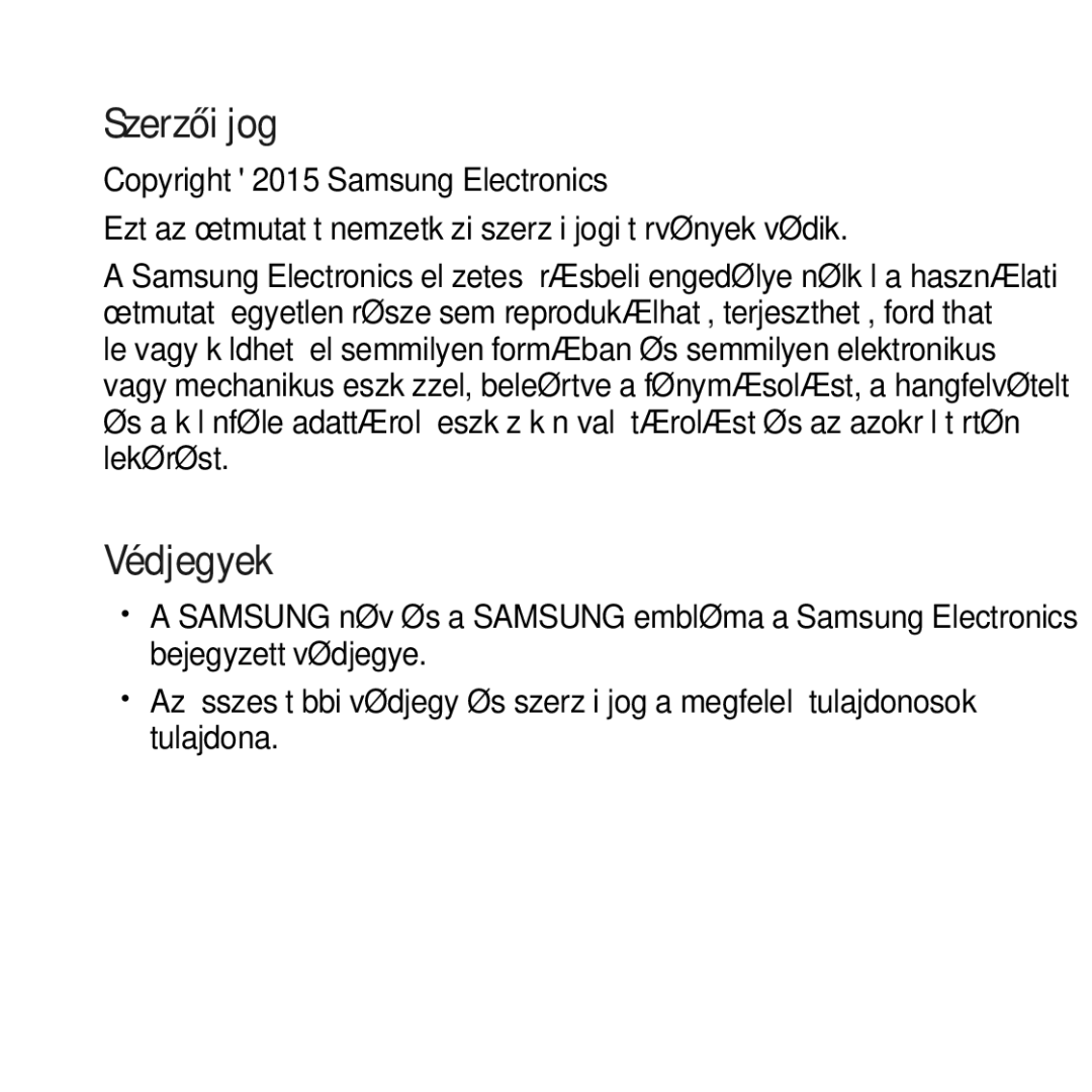 Samsung SM-R322NZWAXEH manual Szerzői jog 