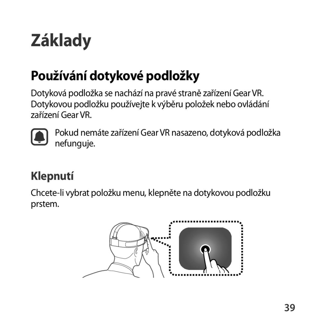 Samsung SM-R322NZWAXEZ manual Používání dotykové podložky, Klepnutí 