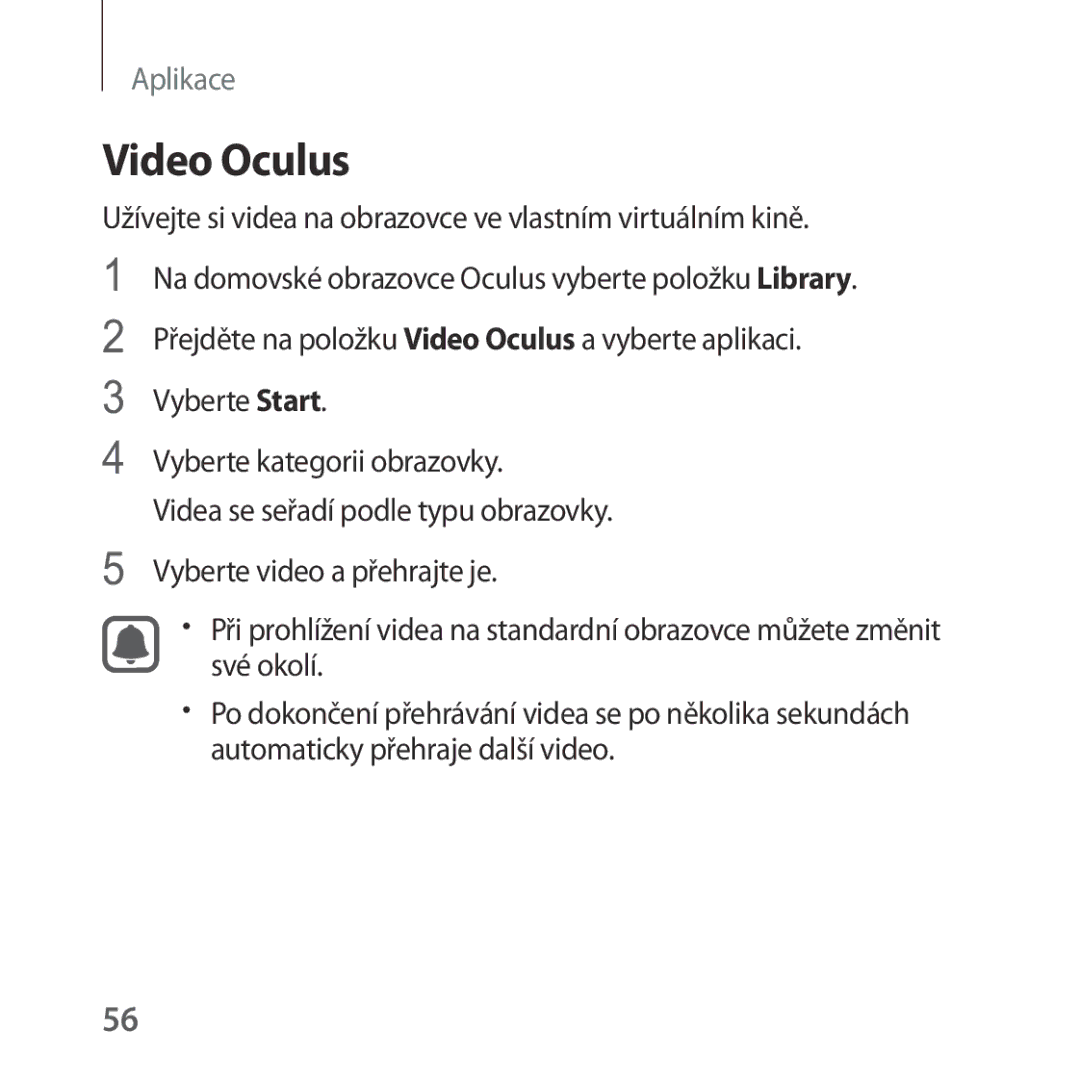 Samsung SM-R322NZWAXEZ manual Video Oculus 