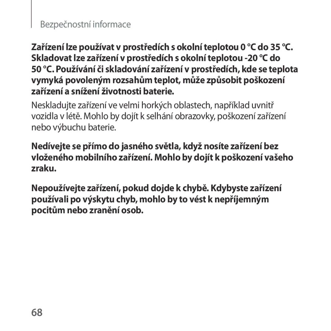 Samsung SM-R322NZWAXEZ manual Bezpečnostní informace 