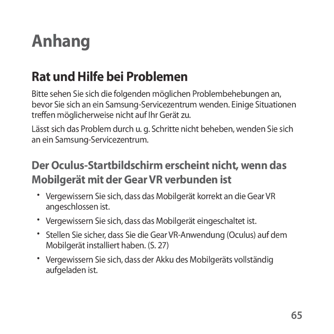 Samsung SM-R323NBKADBT manual Anhang, Rat und Hilfe bei Problemen 