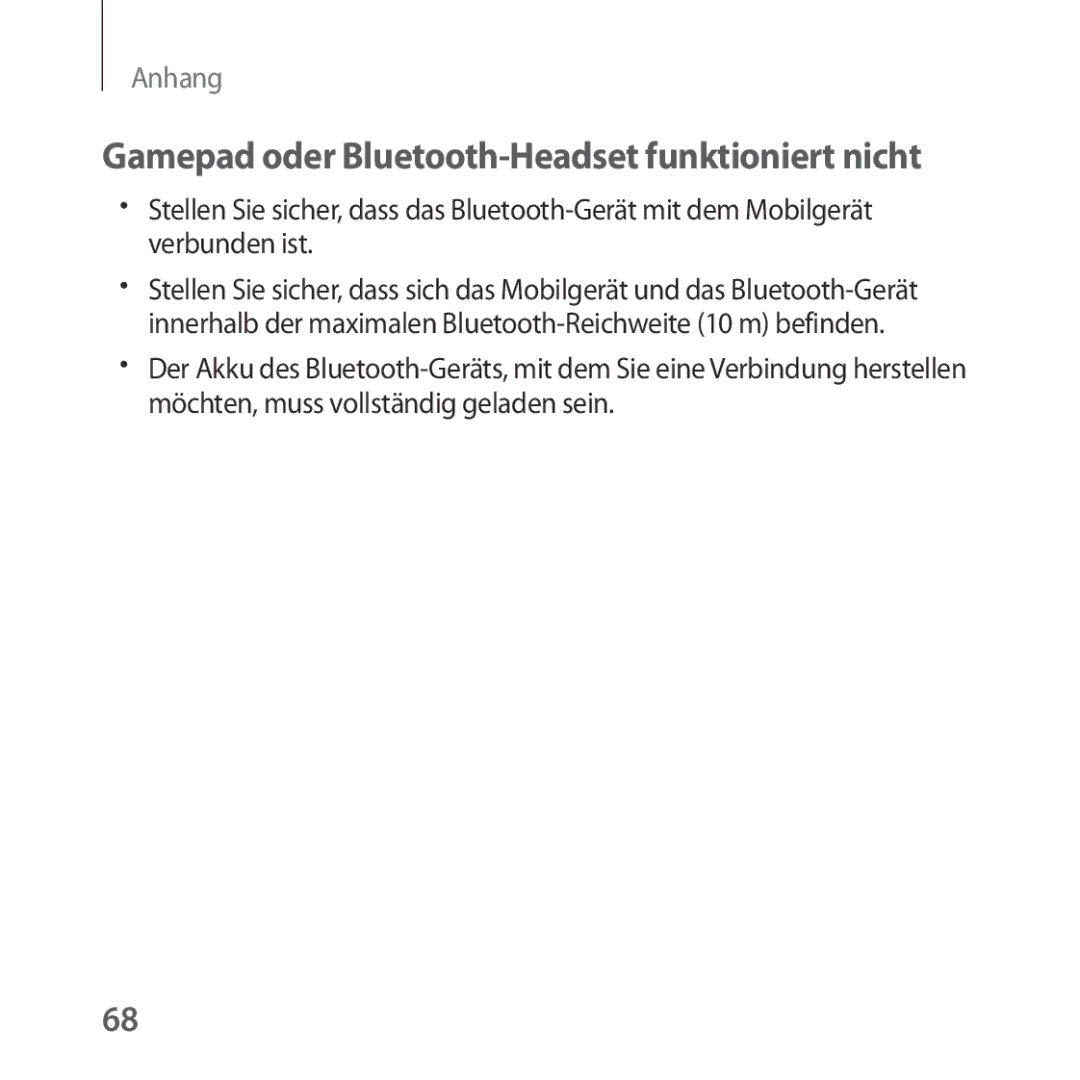 Samsung SM-R323NBKADBT manual Gamepad oder Bluetooth-Headset funktioniert nicht 