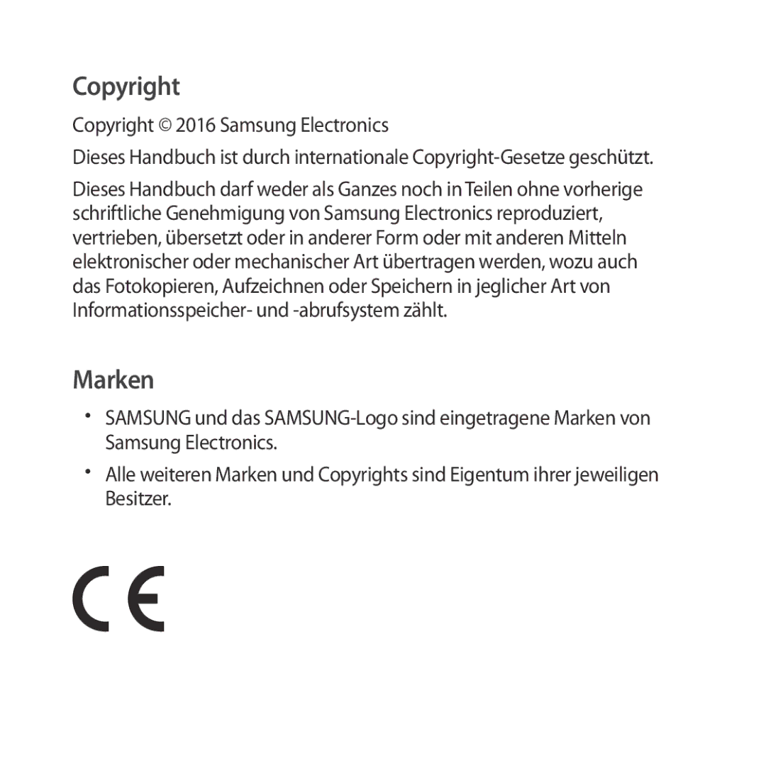 Samsung SM-R323NBKADBT manual Copyright 2016 Samsung Electronics 