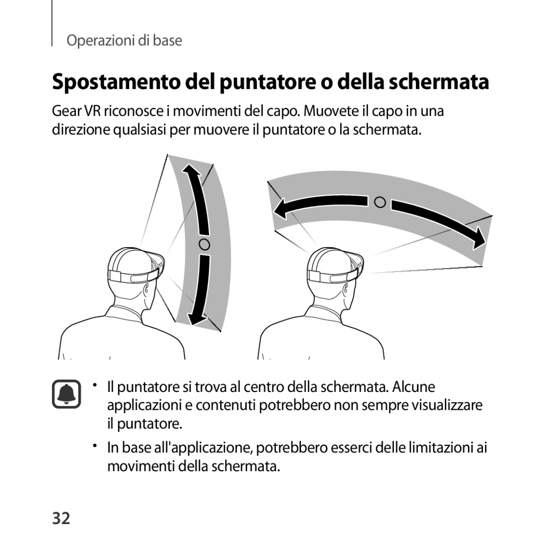 Samsung SM-R323NBKAITV manual Spostamento del puntatore o della schermata 