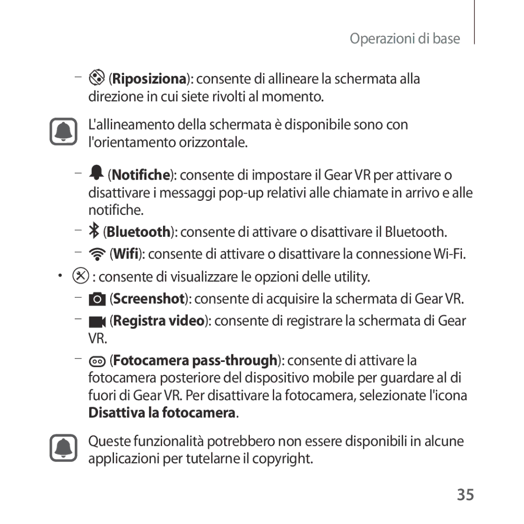 Samsung SM-R323NBKAITV manual Consente di visualizzare le opzioni delle utility 