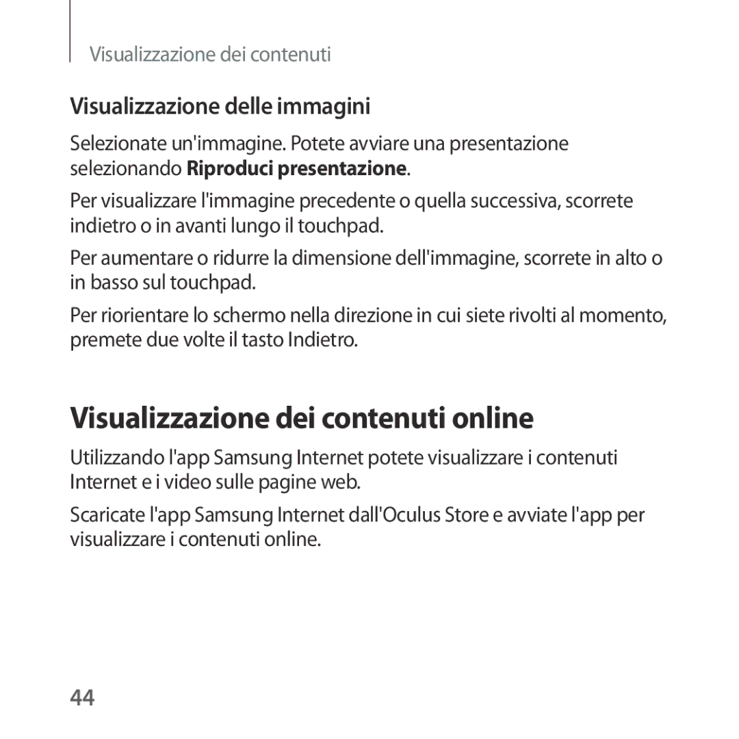 Samsung SM-R323NBKAITV manual Visualizzazione dei contenuti online, Visualizzazione delle immagini 