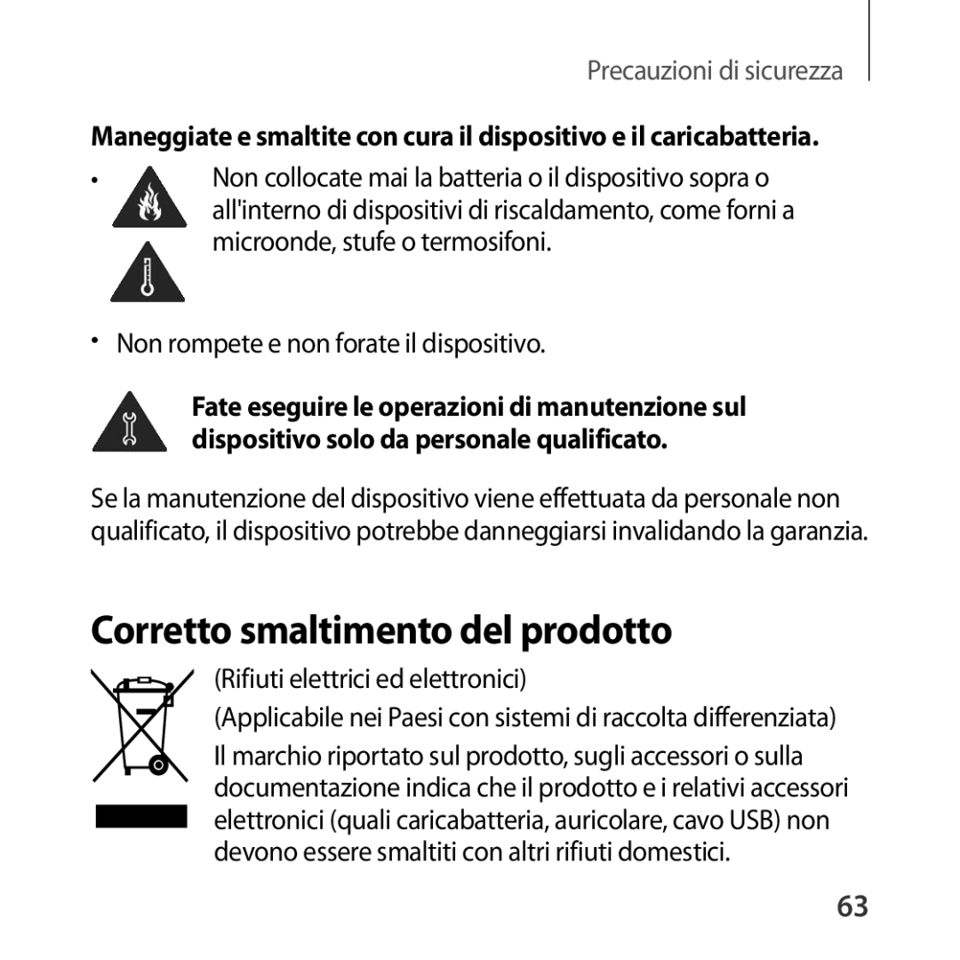 Samsung SM-R323NBKAITV Corretto smaltimento del prodotto, Microonde, stufe o termosifoni, Rifiuti elettrici ed elettronici 