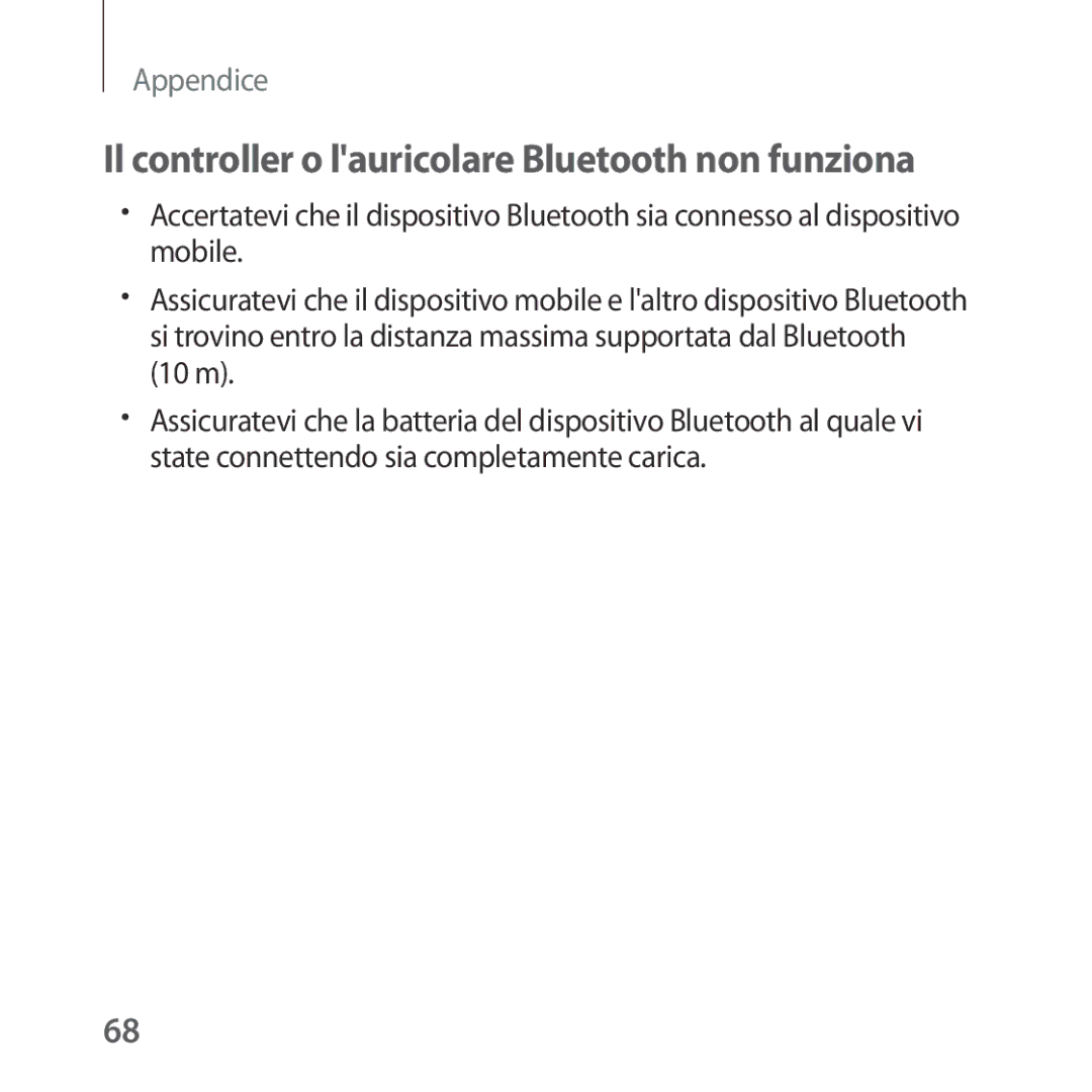 Samsung SM-R323NBKAITV manual Il controller o lauricolare Bluetooth non funziona 