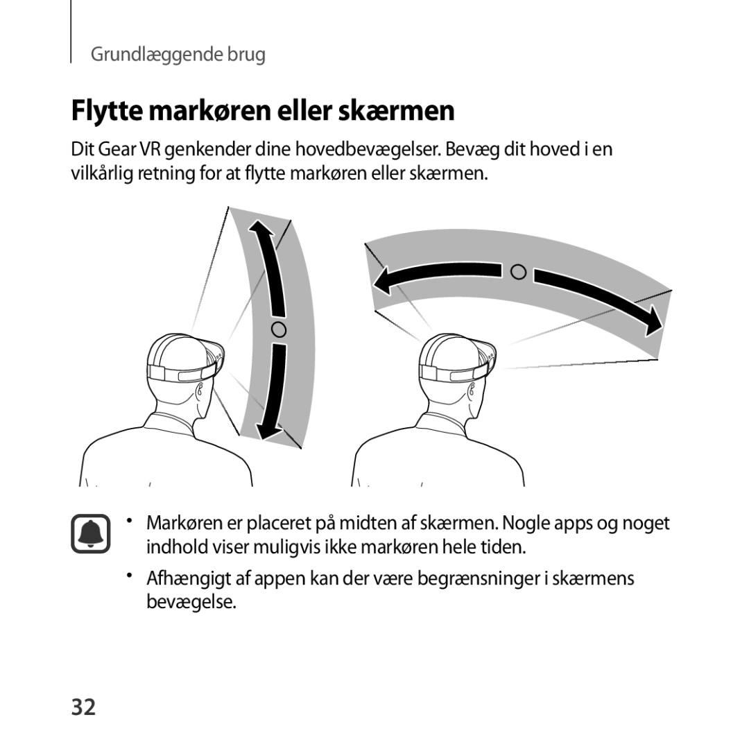 Samsung SM-R323NBKANEE manual Flytte markøren eller skærmen 