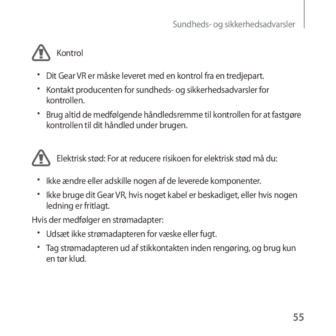 Samsung SM-R323NBKANEE manual Sundheds- og sikkerhedsadvarsler 