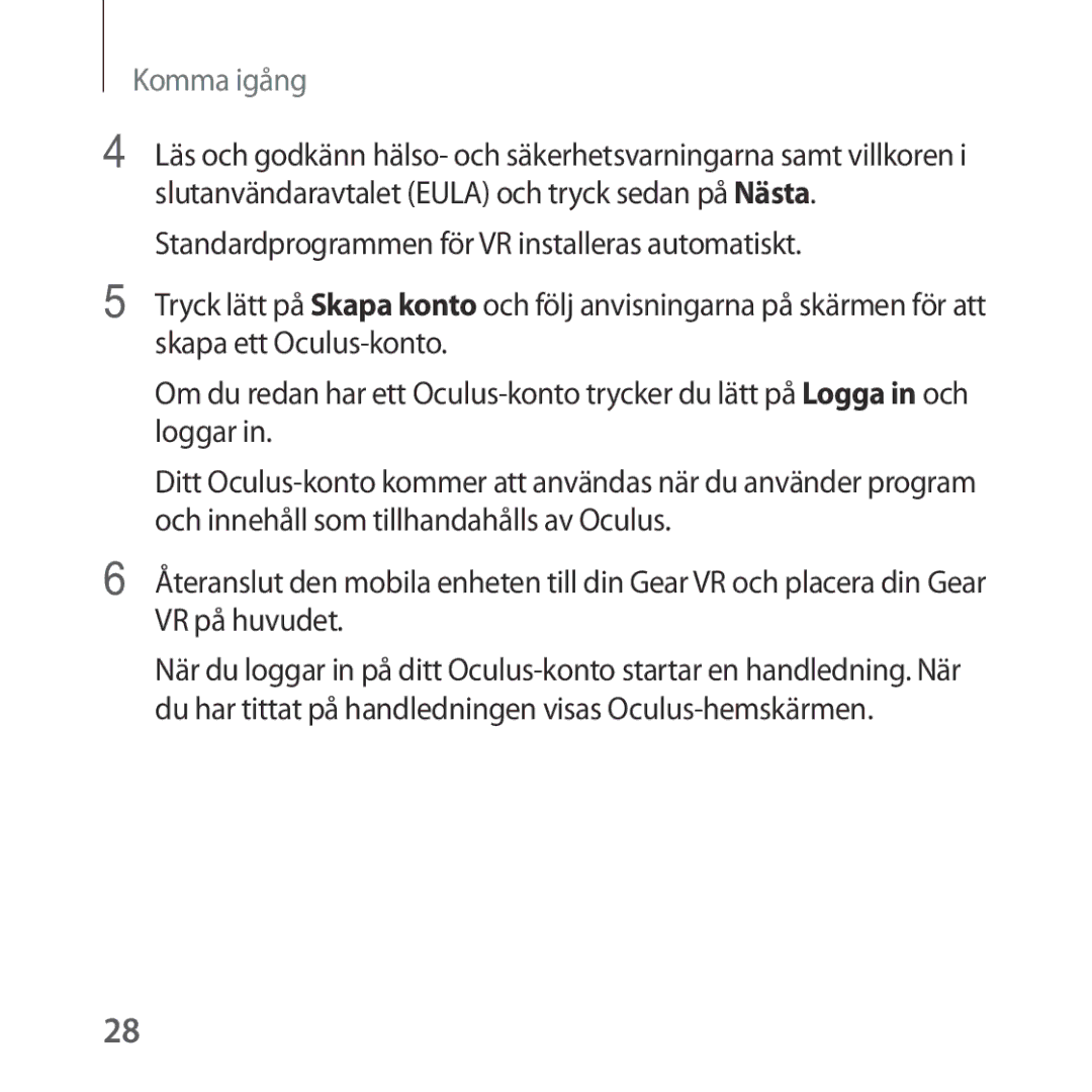 Samsung SM-R323NBKANEE manual Komma igång 