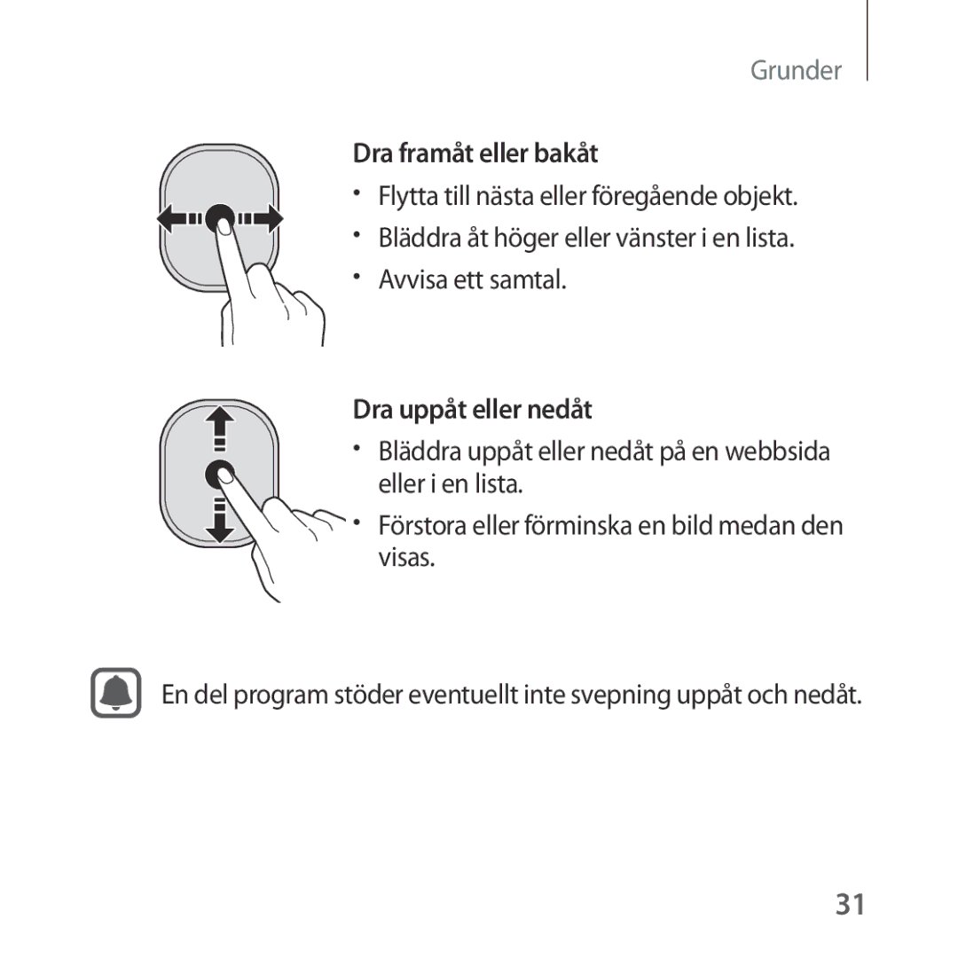 Samsung SM-R323NBKANEE manual Dra framåt eller bakåt 