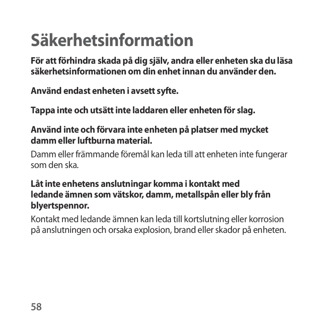 Samsung SM-R323NBKANEE manual Säkerhetsinformation 