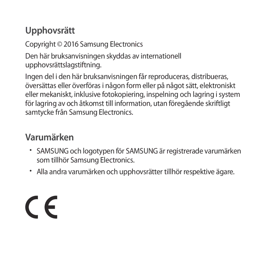 Samsung SM-R323NBKANEE manual Upphovsrätt 