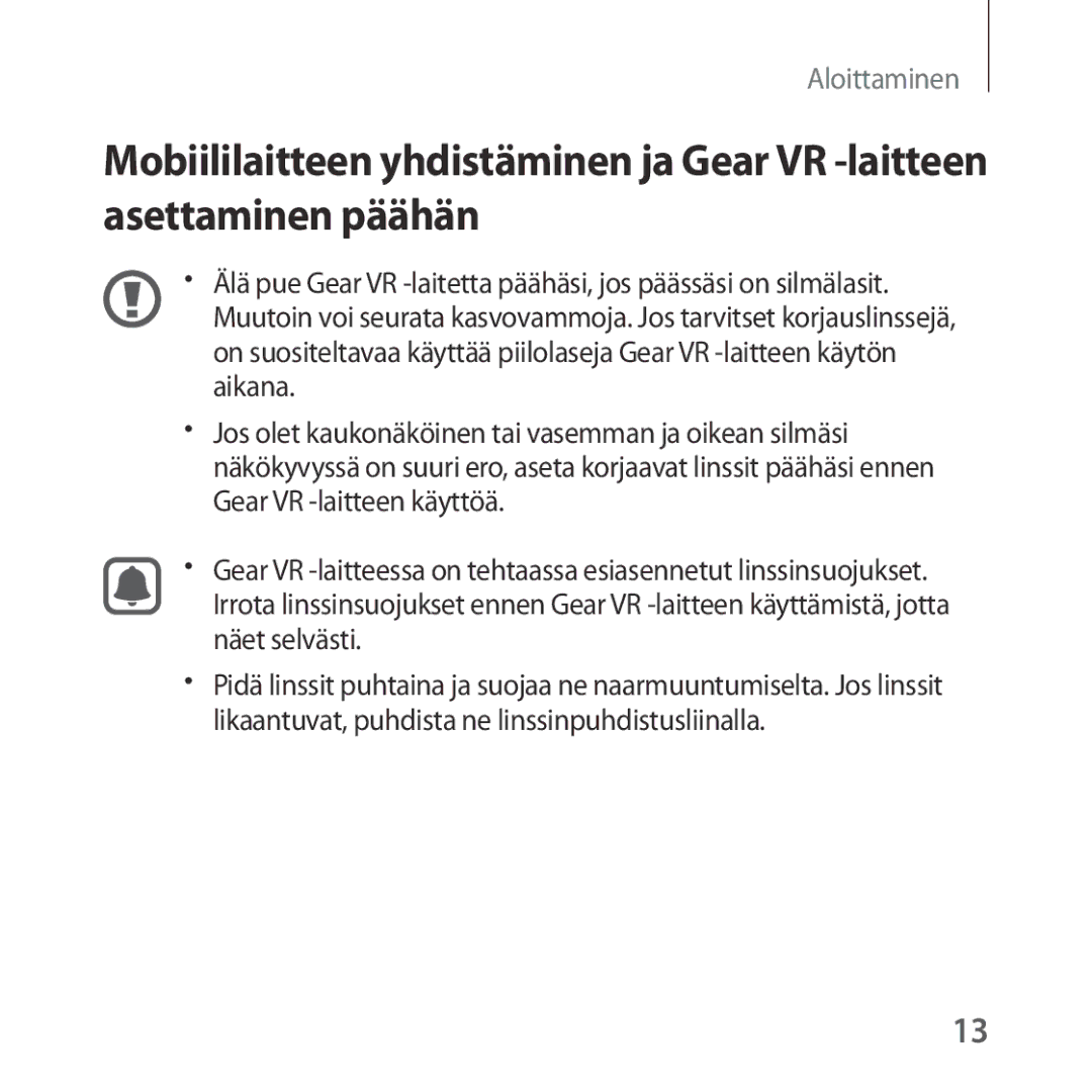 Samsung SM-R323NBKANEE manual Aloittaminen 