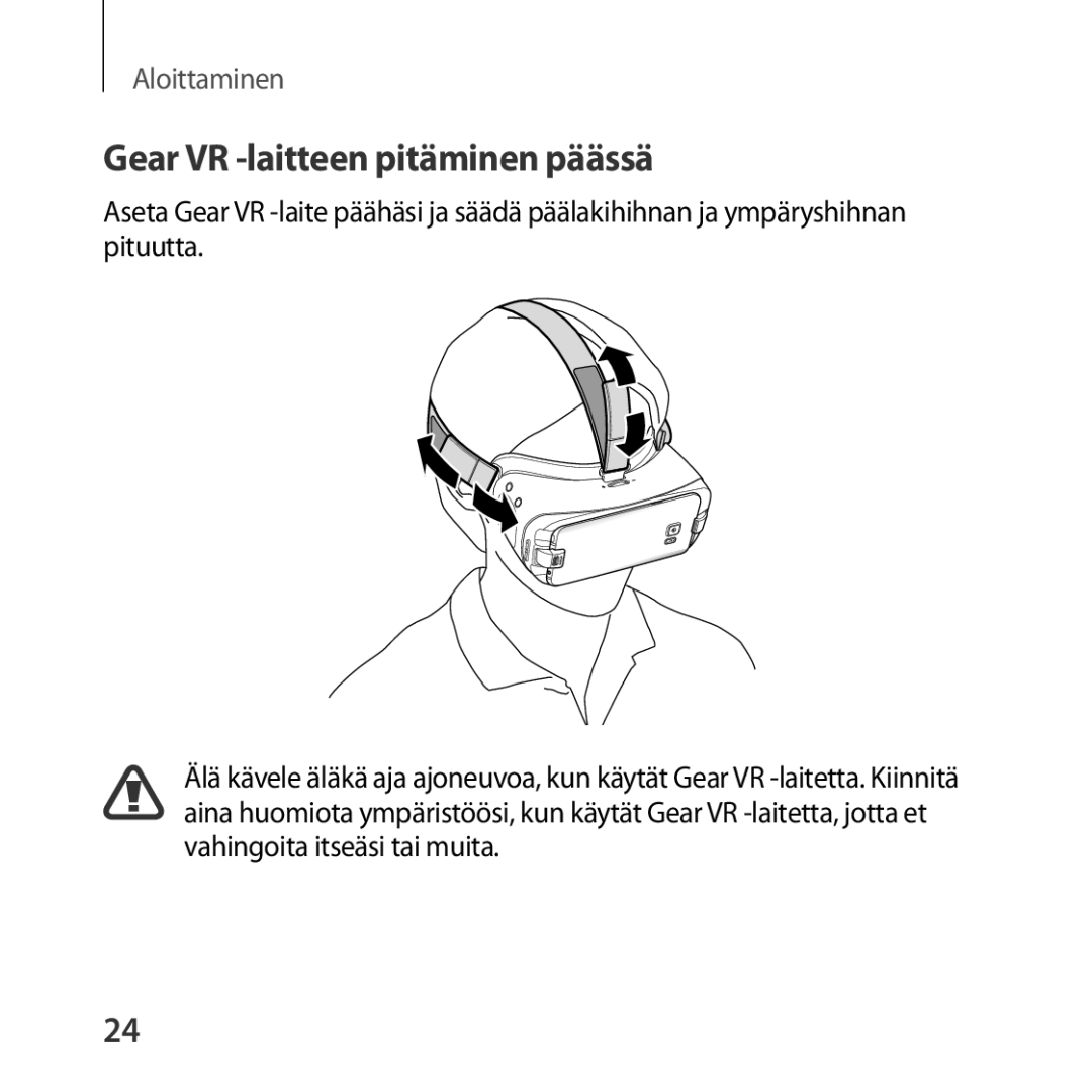 Samsung SM-R323NBKANEE manual Gear VR -laitteen pitäminen päässä 