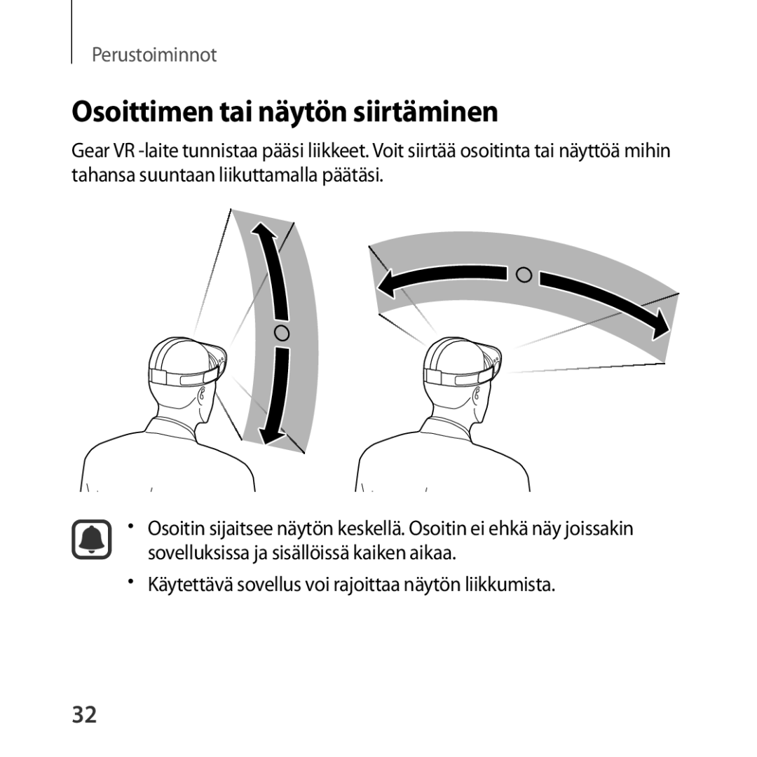 Samsung SM-R323NBKANEE manual Osoittimen tai näytön siirtäminen 