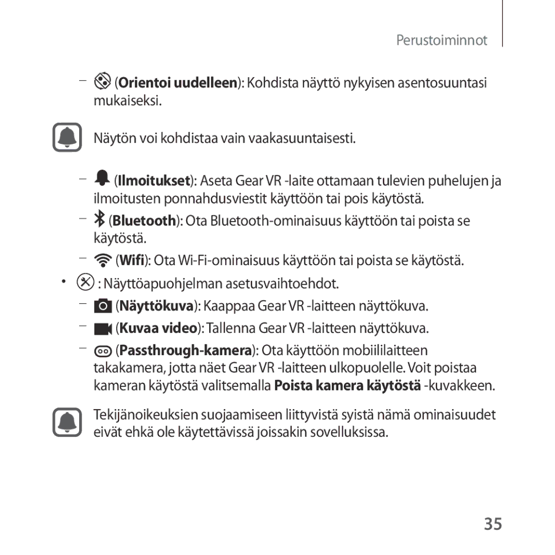 Samsung SM-R323NBKANEE manual Perustoiminnot 