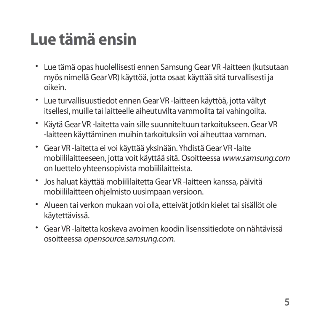 Samsung SM-R323NBKANEE manual Lue tämä ensin 