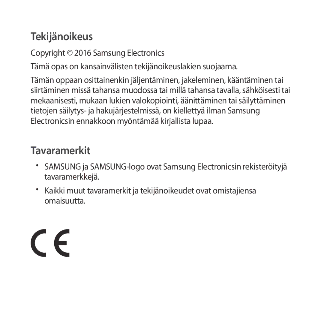 Samsung SM-R323NBKANEE manual Tekijänoikeus 