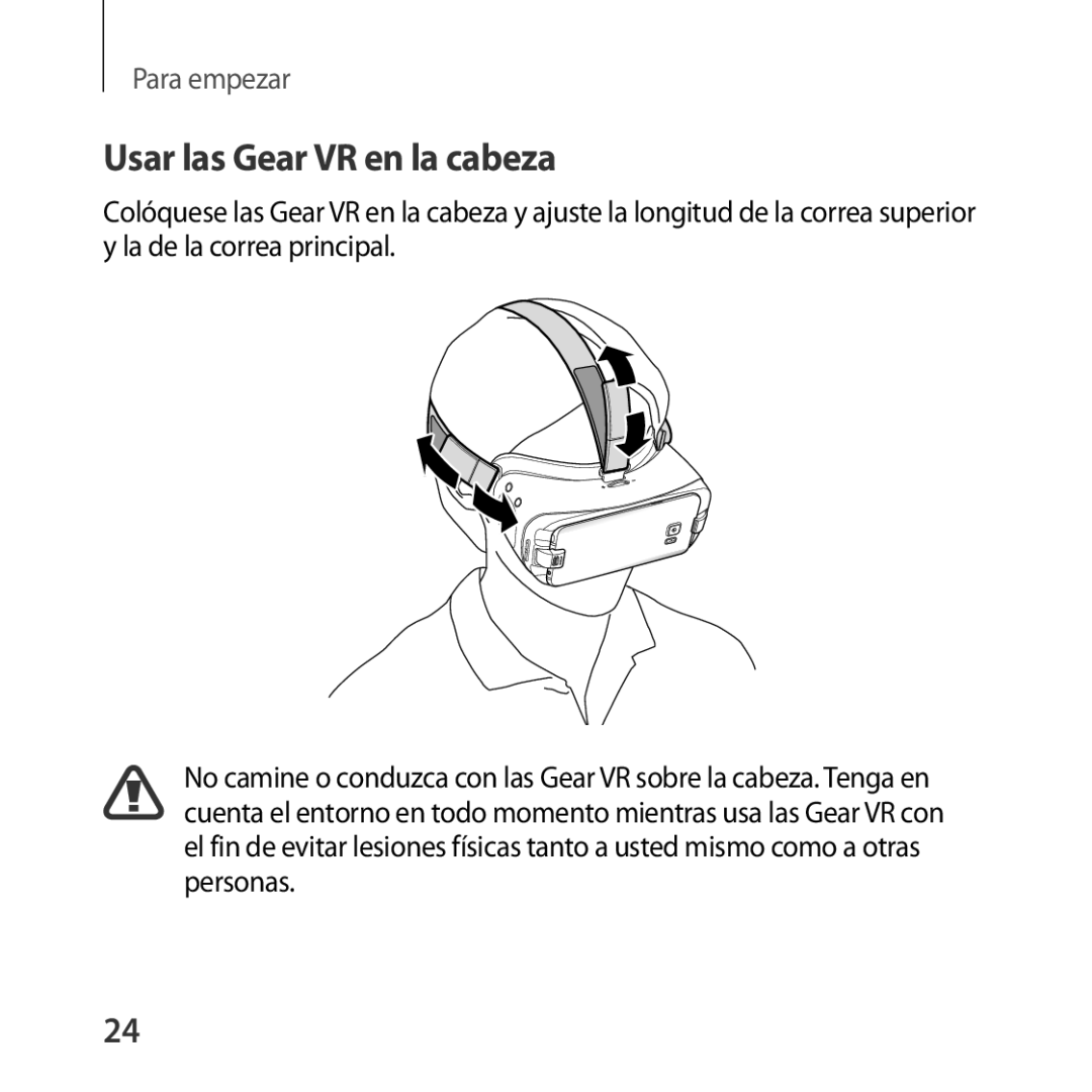 Samsung SM-R323NBKAPHE manual Usar las Gear VR en la cabeza 