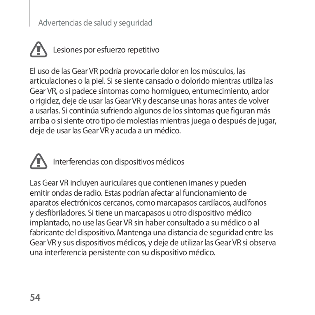 Samsung SM-R323NBKAPHE manual Lesiones por esfuerzo repetitivo, Interferencias con dispositivos médicos 