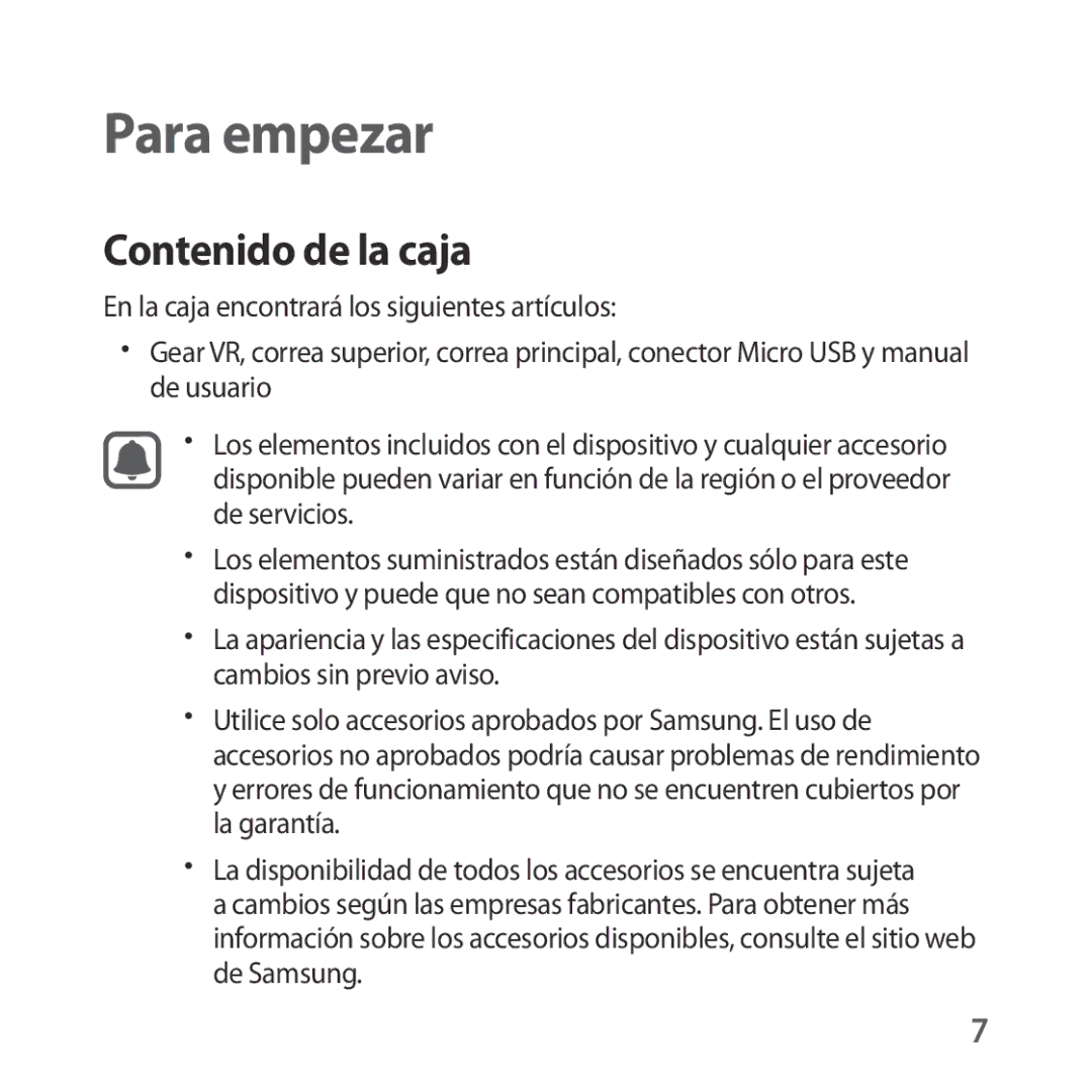 Samsung SM-R323NBKAPHE manual Para empezar, Contenido de la caja 