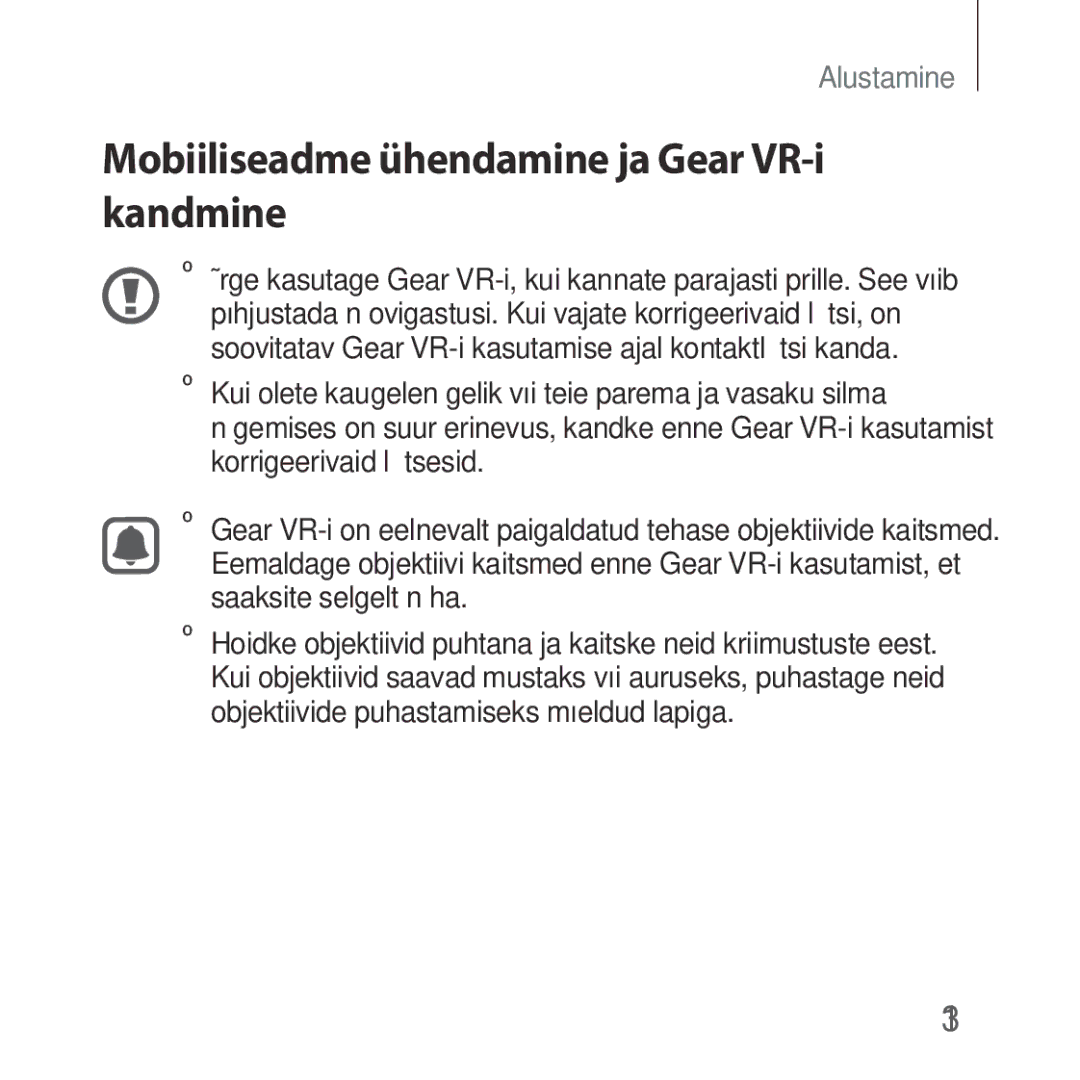 Samsung SM-R323NBKASEB manual Mobiiliseadme ühendamine ja Gear VR-i kandmine 