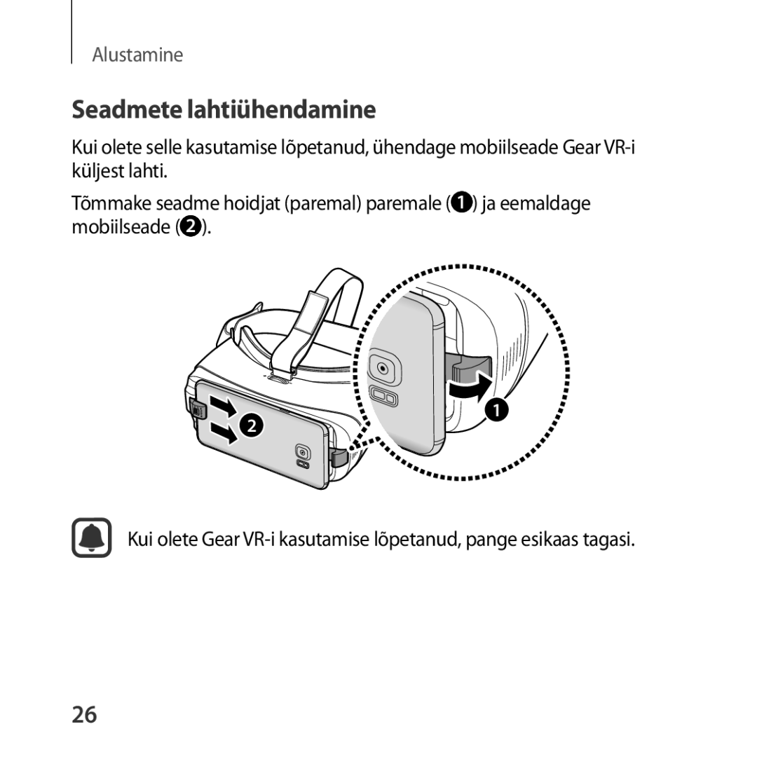 Samsung SM-R323NBKASEB manual Seadmete lahtiühendamine 