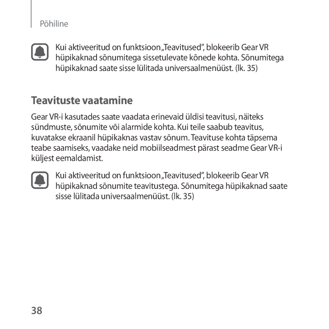 Samsung SM-R323NBKASEB manual Teavituste vaatamine 