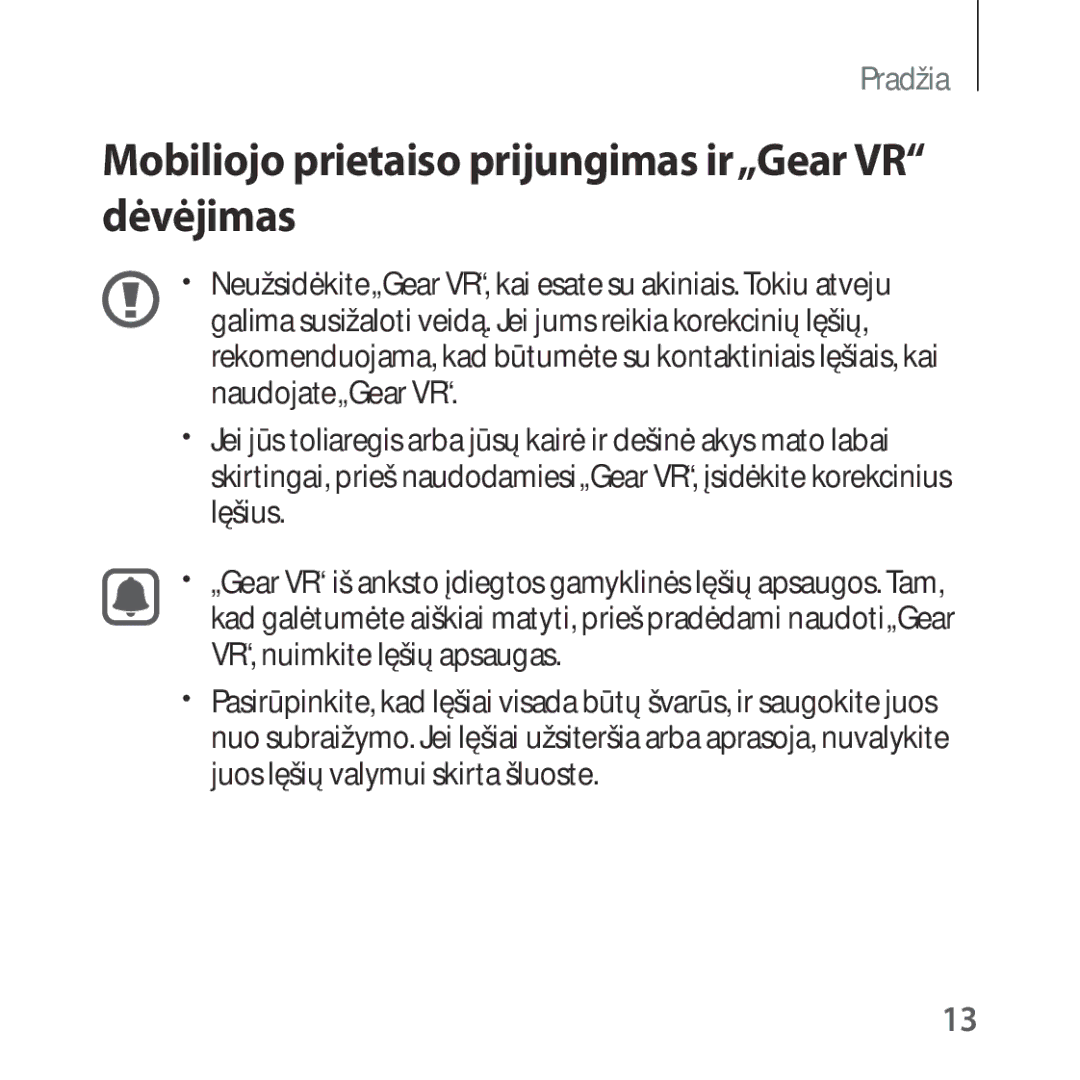 Samsung SM-R323NBKASEB manual Mobiliojo prietaiso prijungimas ir„Gear VR dėvėjimas 