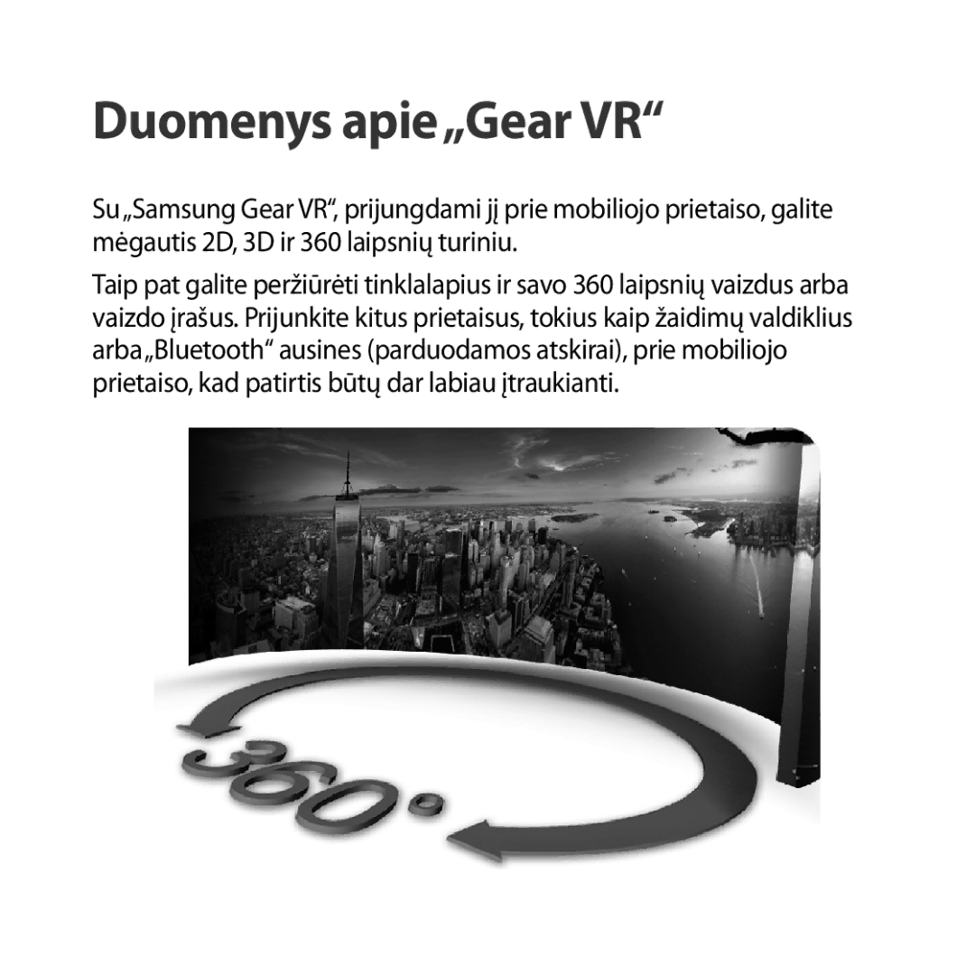 Samsung SM-R323NBKASEB manual Duomenys apie„Gear VR 