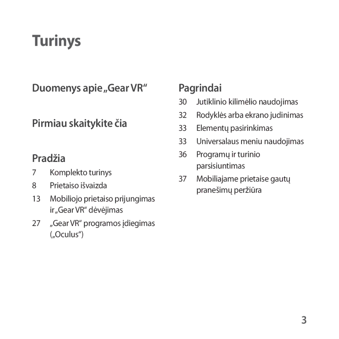 Samsung SM-R323NBKASEB manual Turinys 