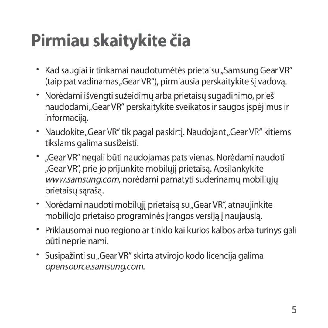 Samsung SM-R323NBKASEB manual Pirmiau skaitykite čia 