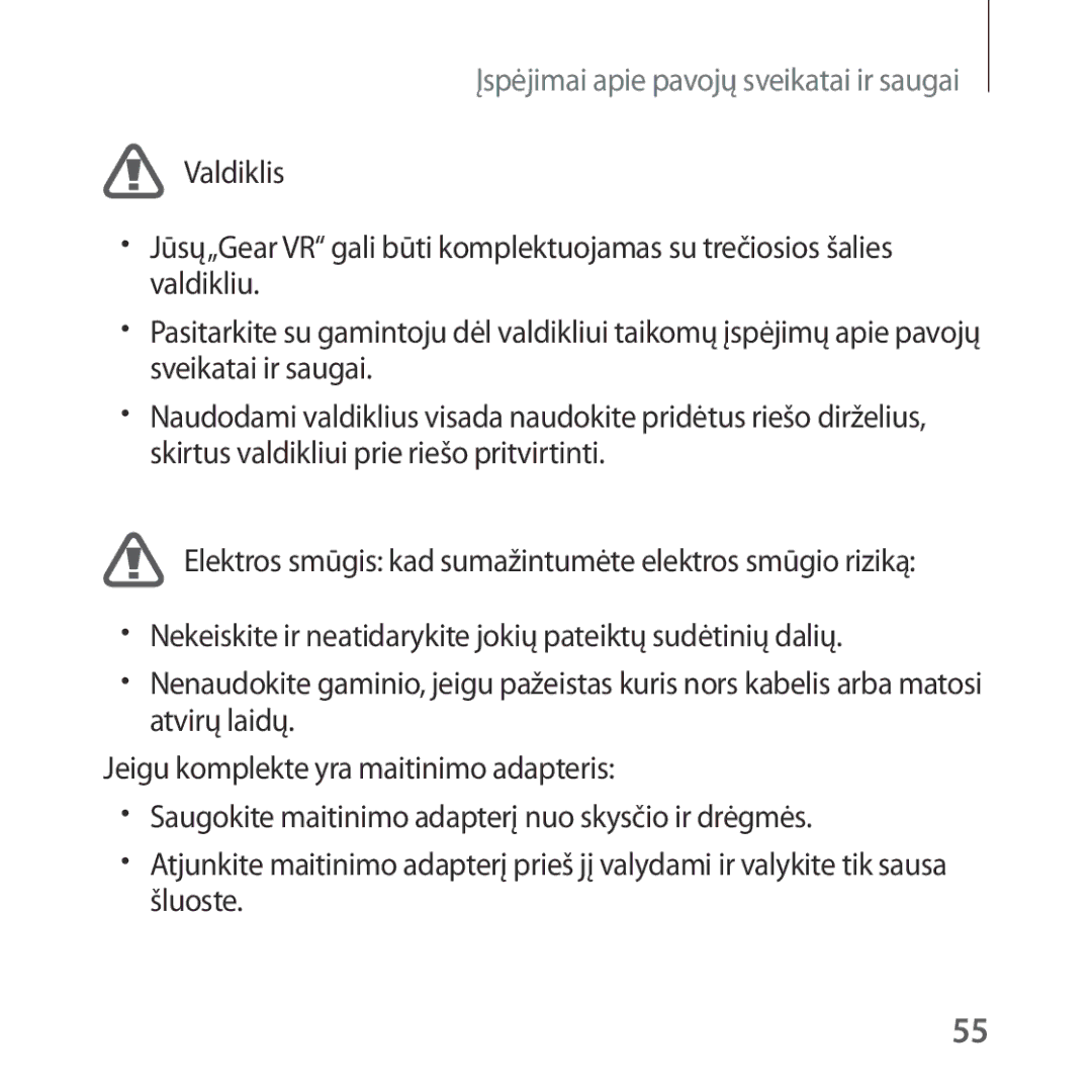 Samsung SM-R323NBKASEB manual Įspėjimai apie pavojų sveikatai ir saugai 