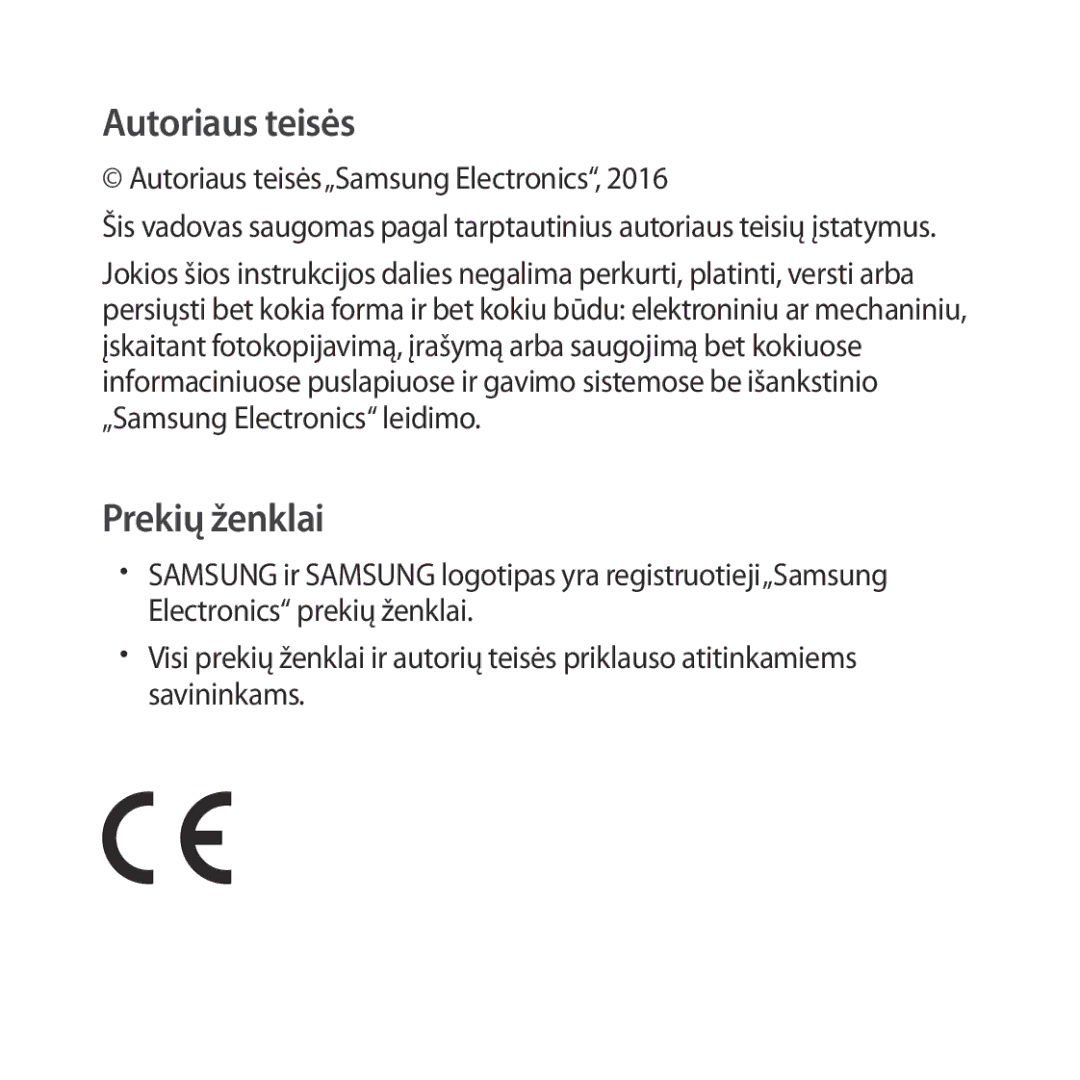 Samsung SM-R323NBKASEB manual Autoriaus teisės 