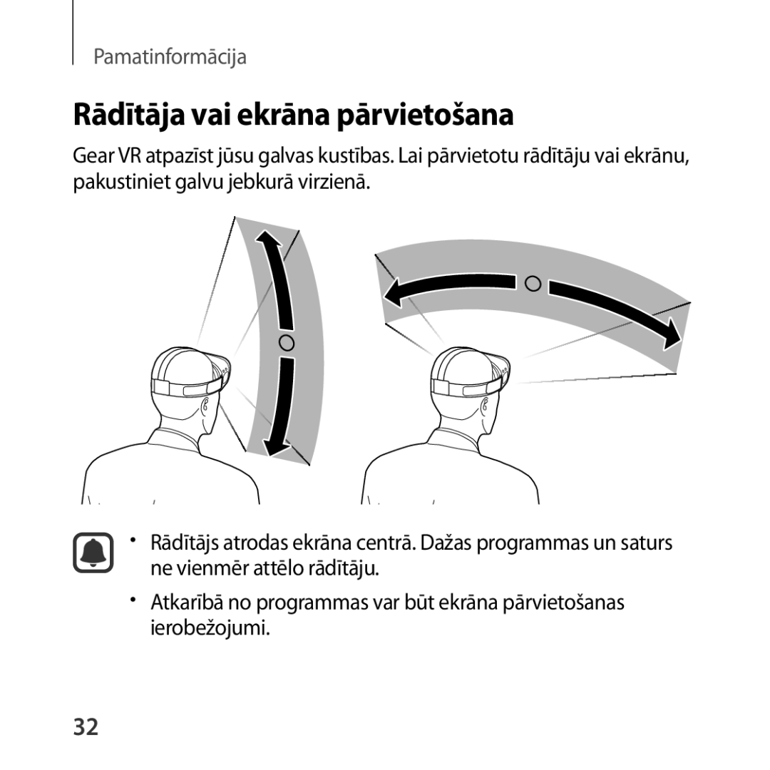 Samsung SM-R323NBKASEB manual Rādītāja vai ekrāna pārvietošana 