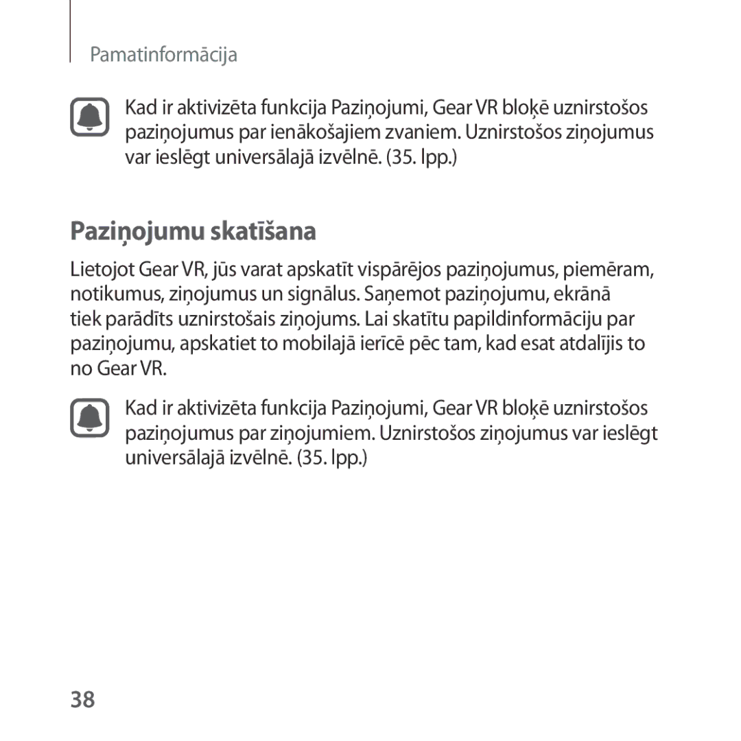 Samsung SM-R323NBKASEB manual Paziņojumu skatīšana 