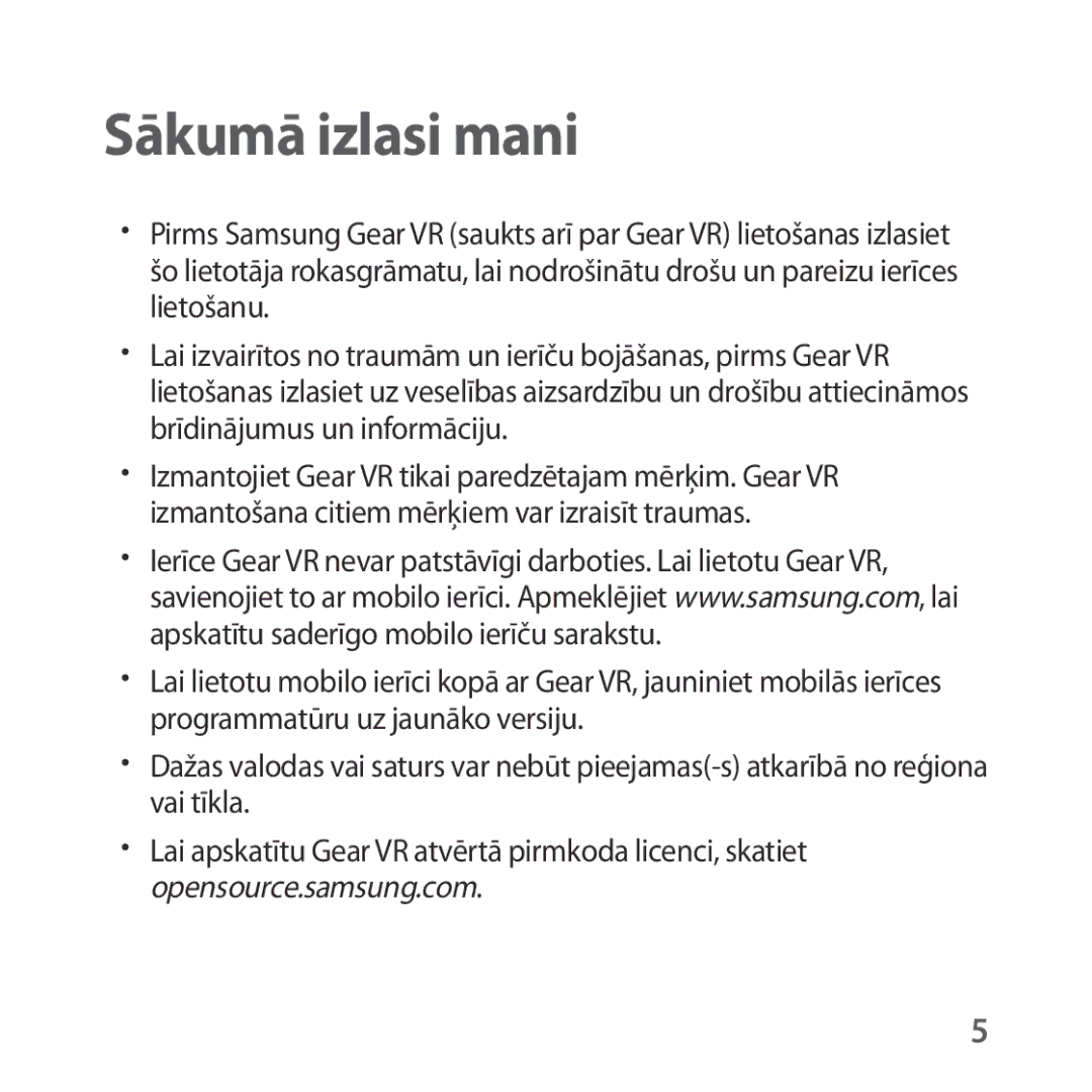 Samsung SM-R323NBKASEB manual Sākumā izlasi mani 