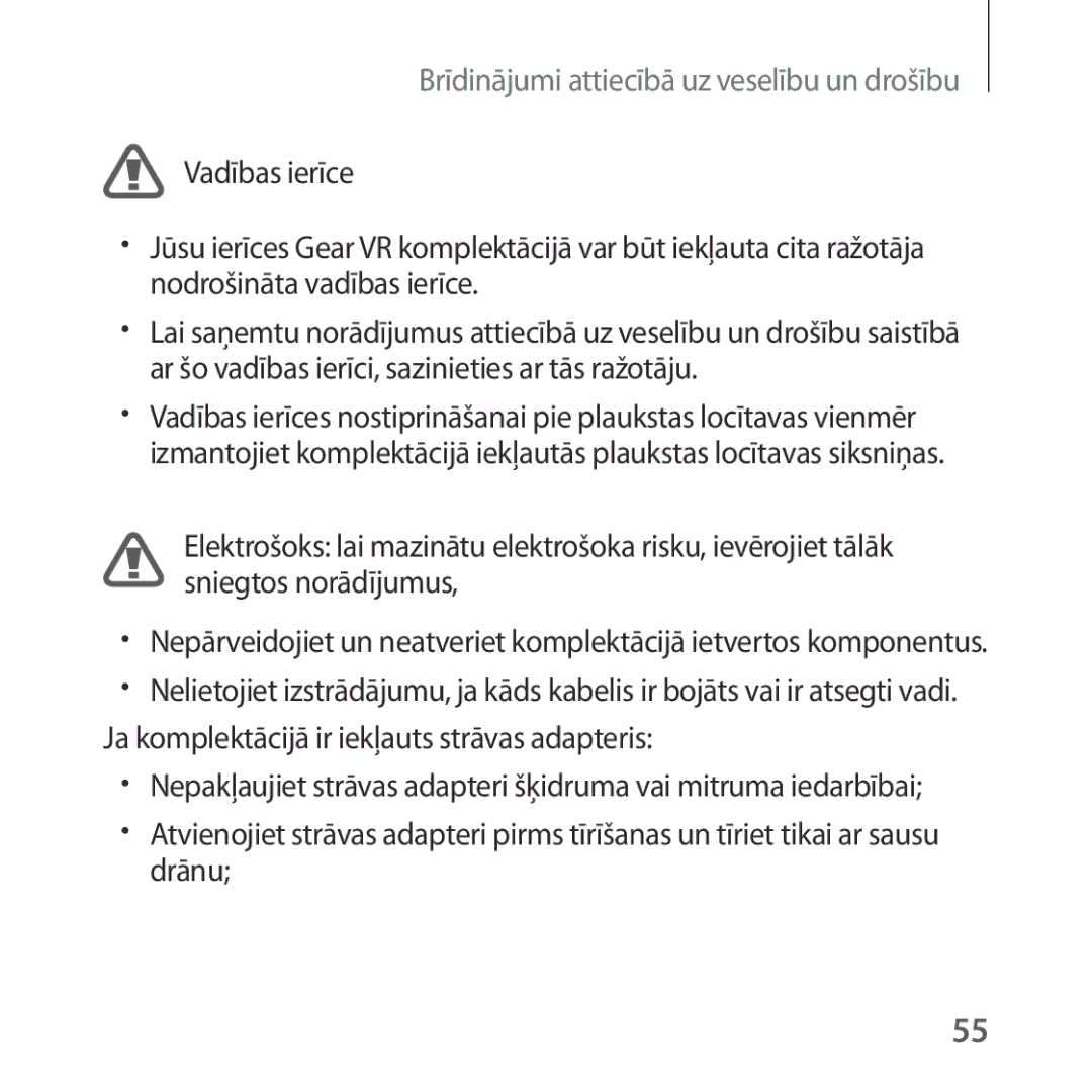 Samsung SM-R323NBKASEB manual Brīdinājumi attiecībā uz veselību un drošību 