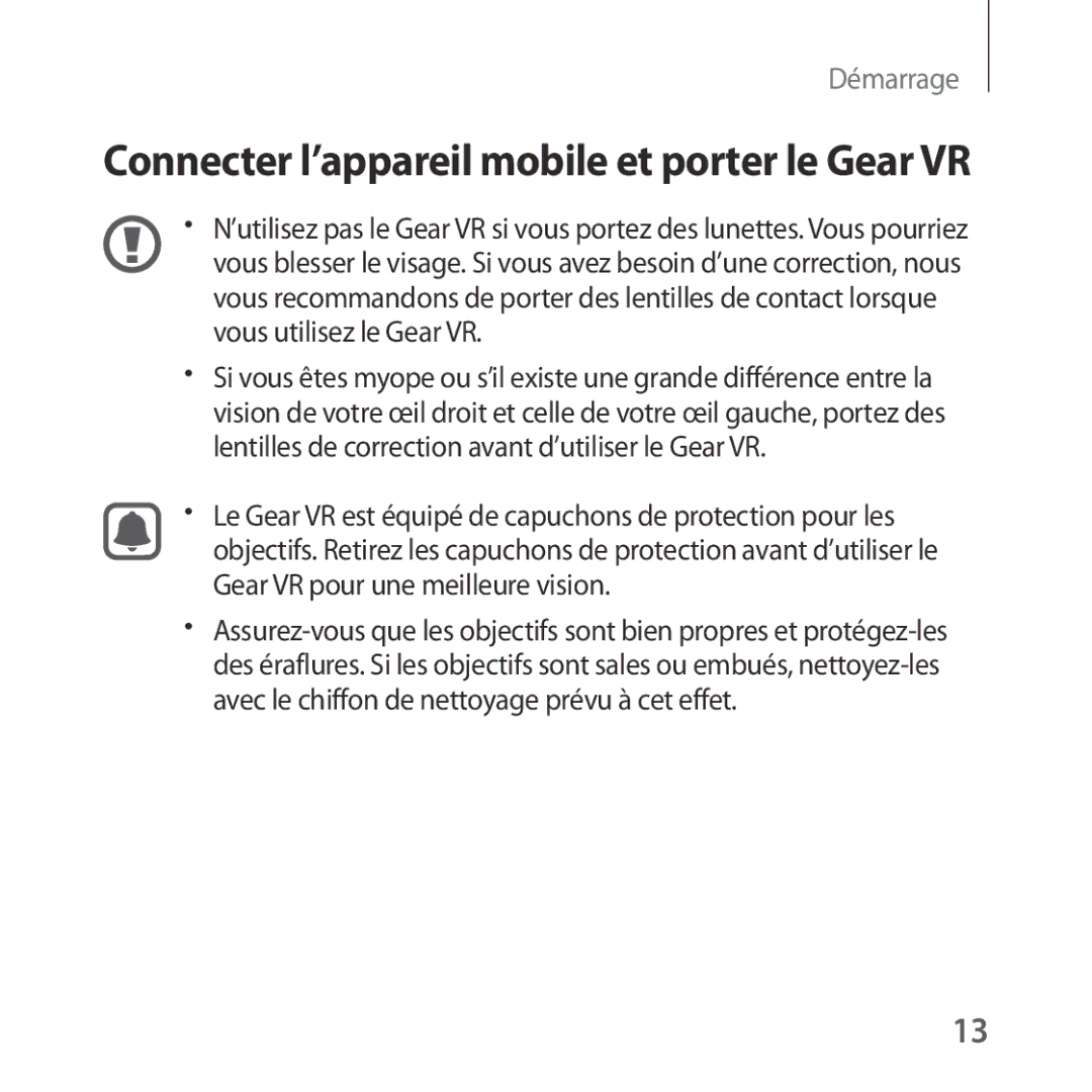 Samsung SM-R323NBKAXEF manual Connecter l’appareil mobile et porter le Gear VR 